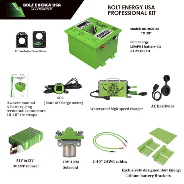 105AH 51 Volt Professional Kit BE10551M “MINI” “HIGH OUTPUT GOLF CART LITHIUM BATTERIES” - Image 2