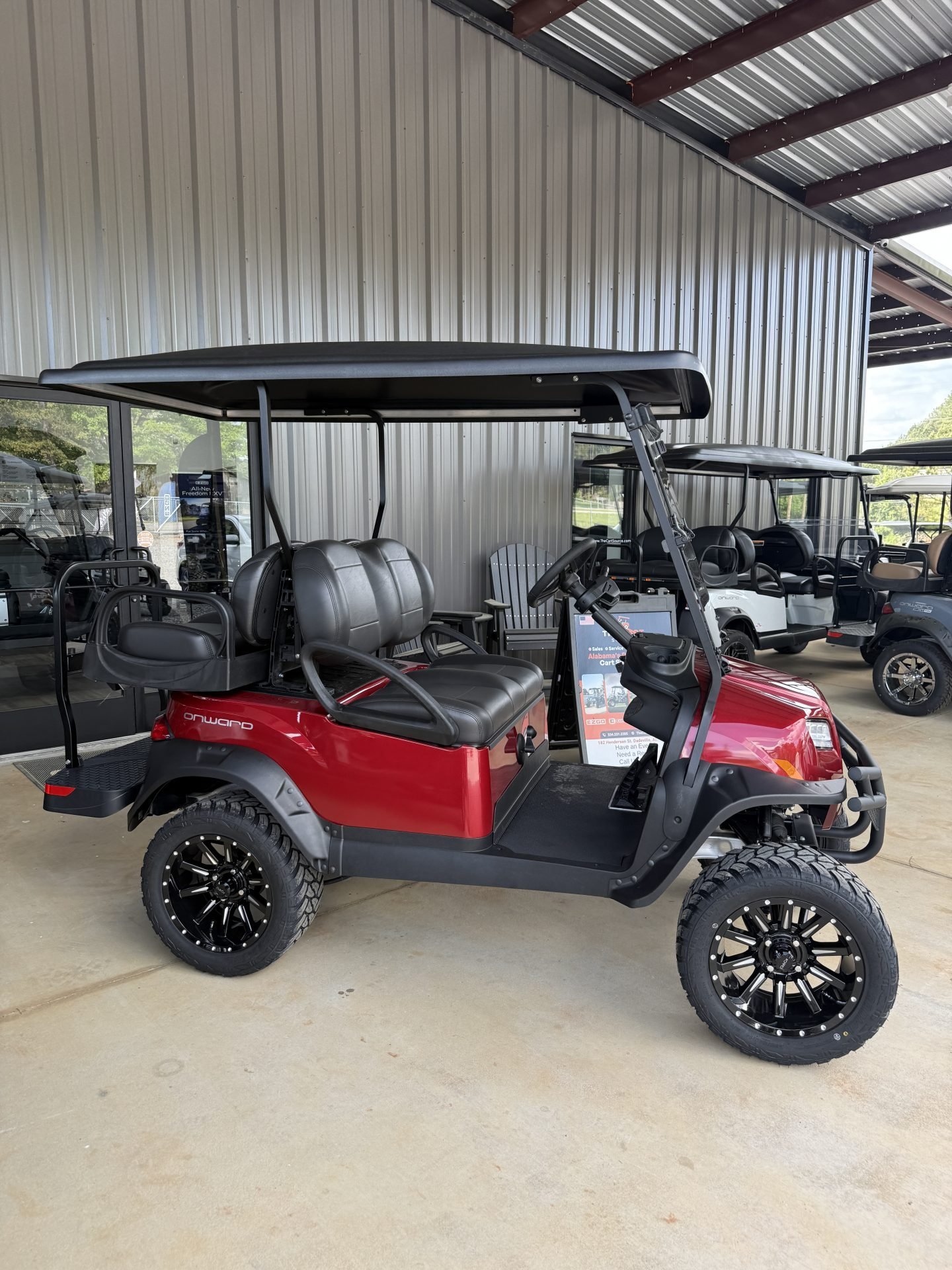 2027 Club Car Onward Lifted 4-Passenger Gas Golf Cart | Red - Image 6